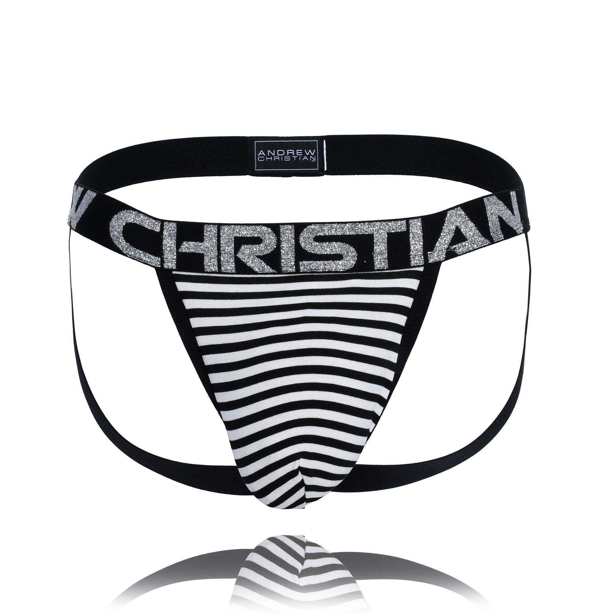 Suspensorio Andrew Christian rayado negro/ blanco - Imagen 4